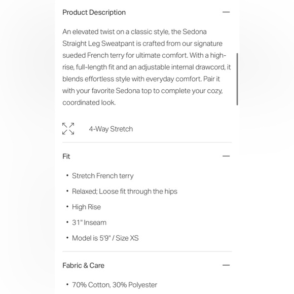 VUORI Sedona Split Ankle Hem Wide Leg Sweatpant- Size Small - Picture 9 of 9